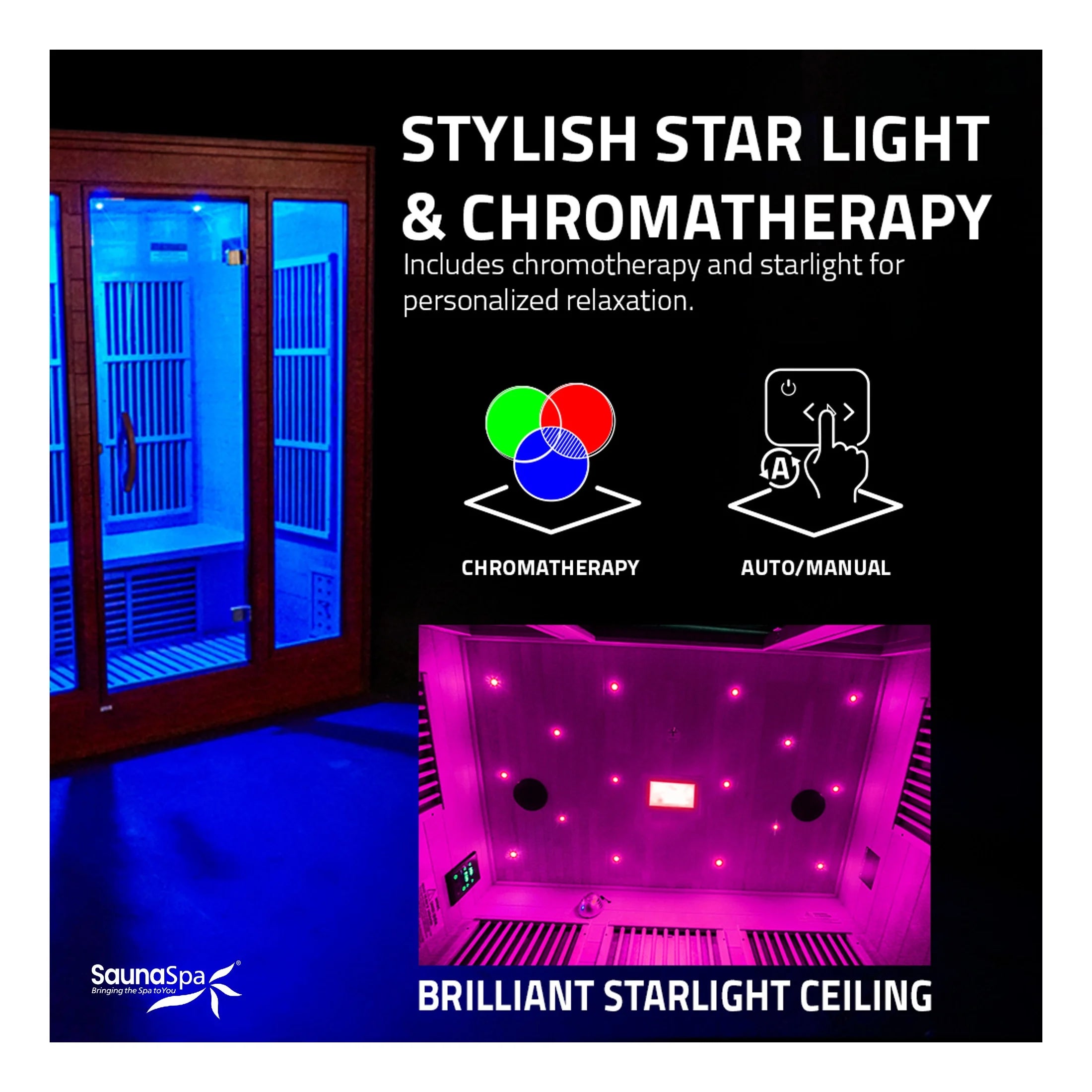 Maldives 2-Person Indoor Hemlock Wooden Low EMF Carbon FAR Infrared Home Sauna Room with LED Touch Control Panel