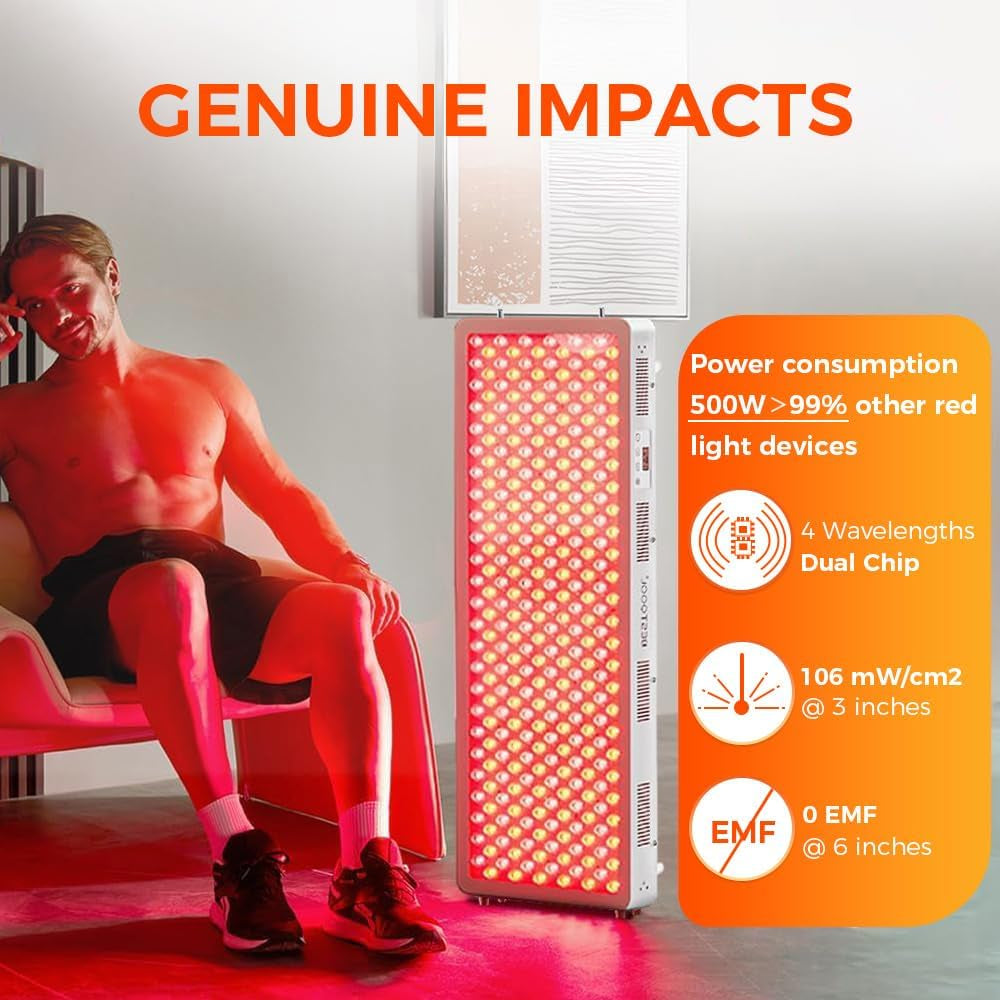Red Light Therapy Device, 4 Wavelengths Full Body Infrared Red Light Therapy at Home, Elite Grade Dual Chip 300 Leds, High Power, 500W. Modular Design.