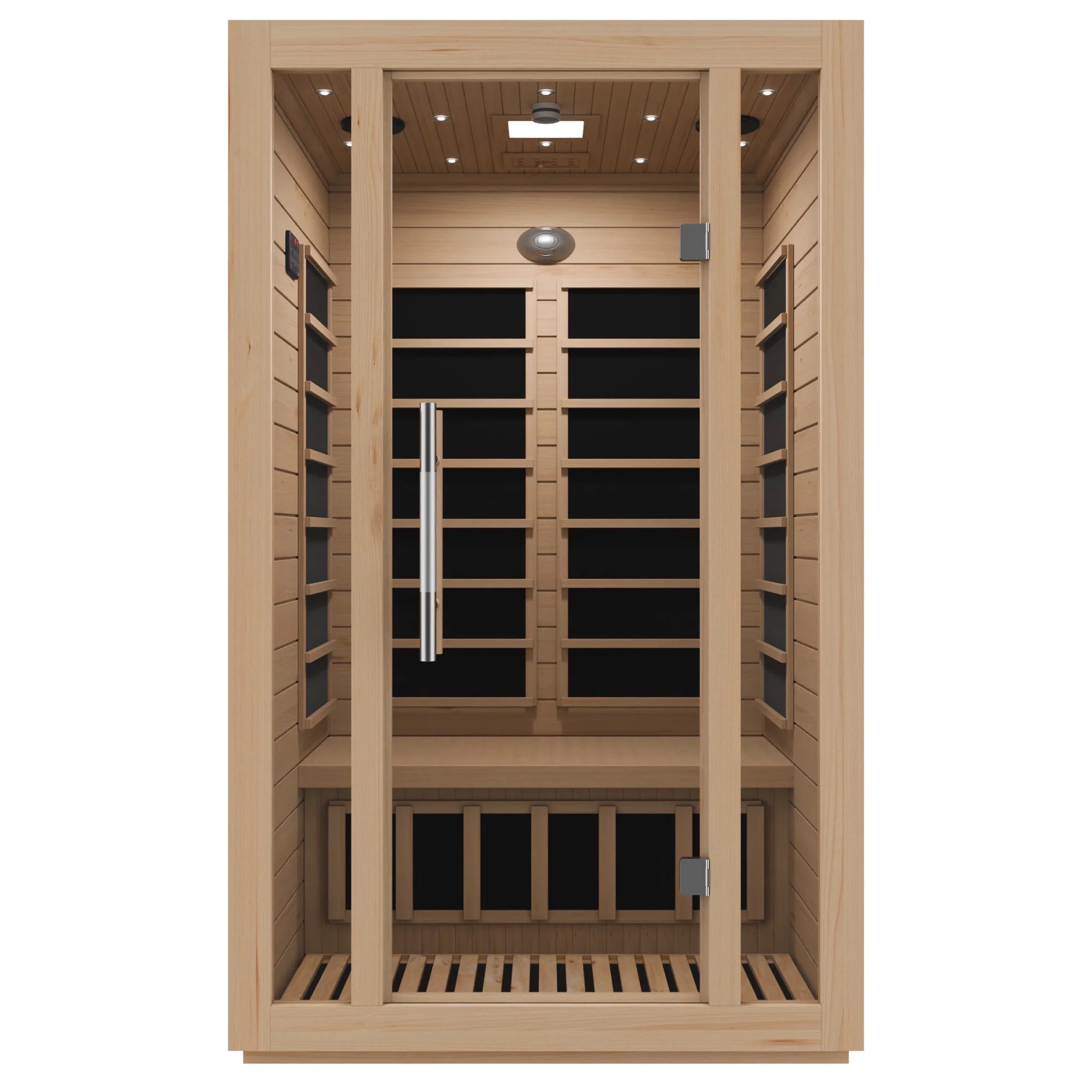 Maldives 2-Person Indoor Hemlock Wooden Low EMF Carbon FAR Infrared Home Sauna Room with LED Touch Control Panel